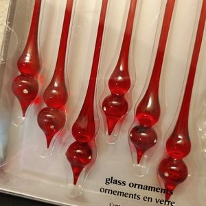 Pier One red glass drop ornaments
